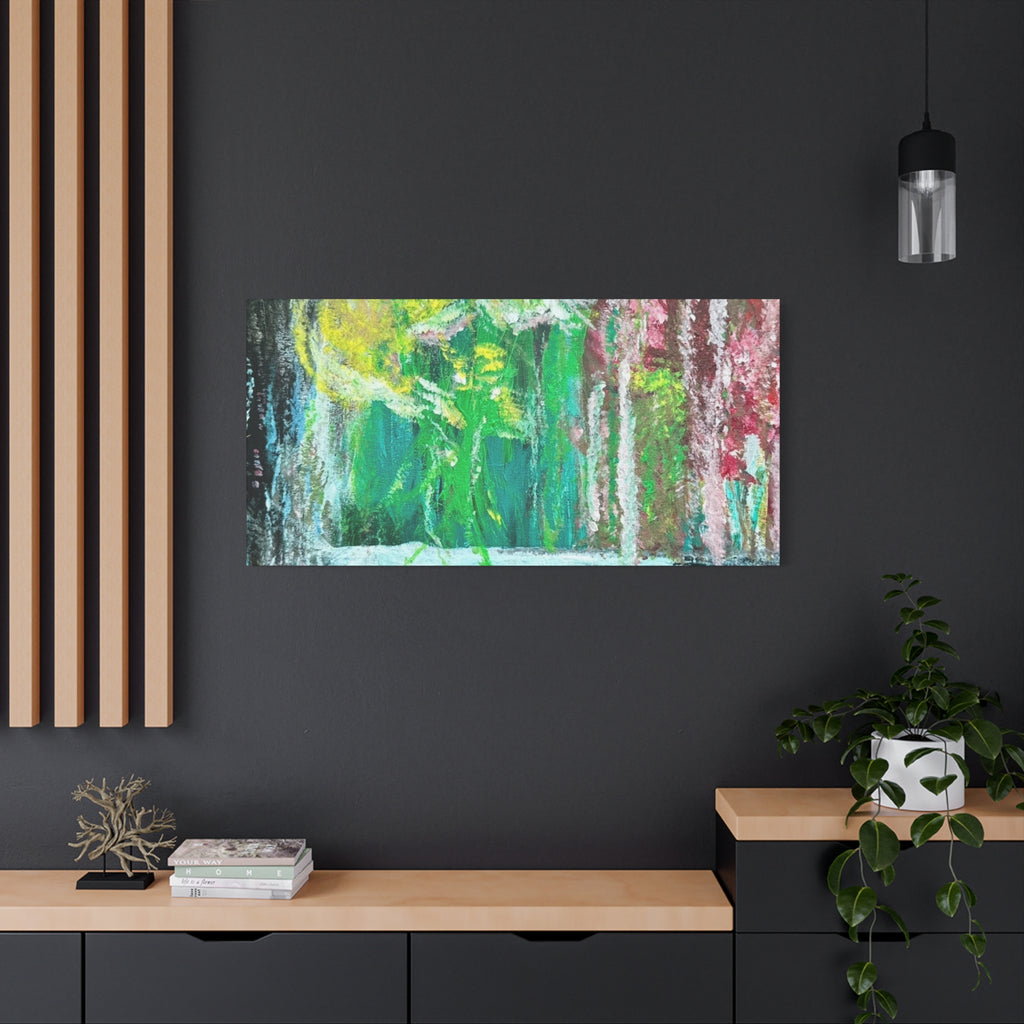 Abstract Green & Pink Canvas Wall Art | Higher Than the Ceiling