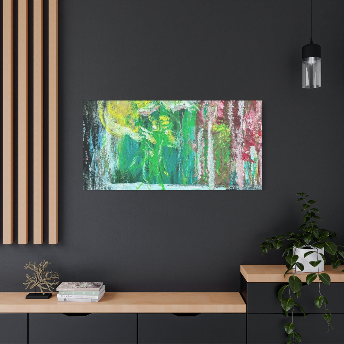 Abstract Green & Pink Canvas Wall Art | Higher Than the Ceiling
