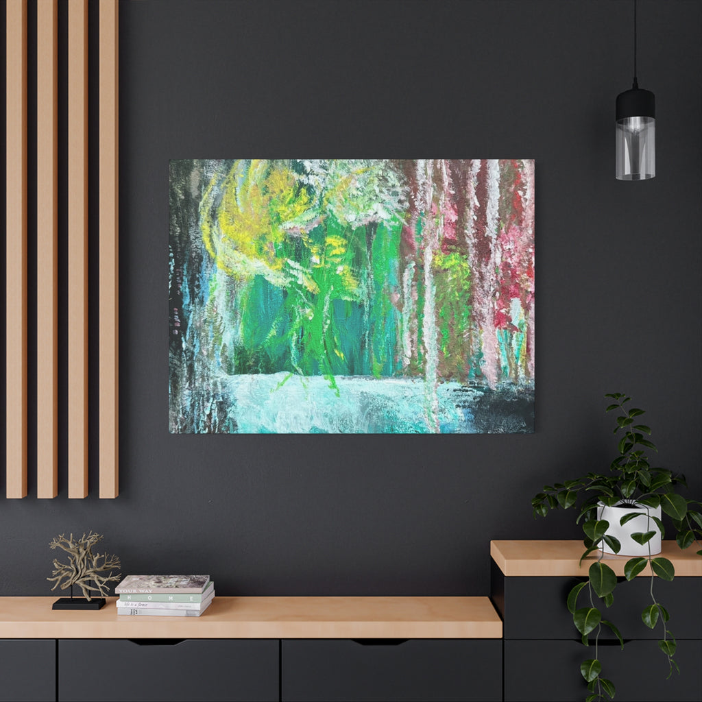 Abstract Green & Pink Canvas Wall Art | Higher Than the Ceiling