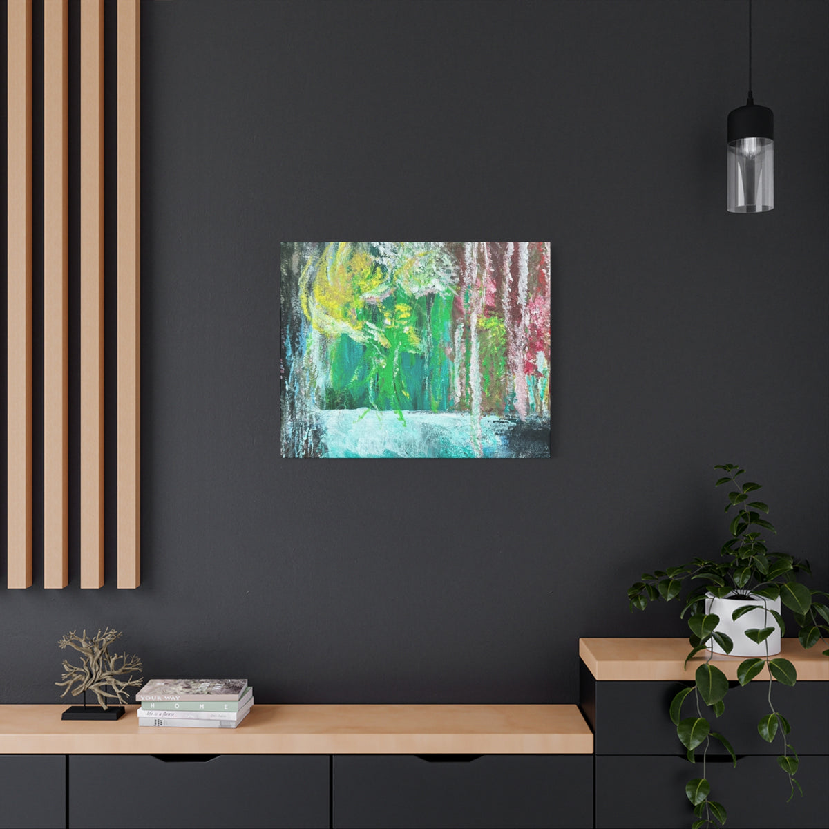 Abstract Green & Pink Canvas Wall Art | Higher Than the Ceiling