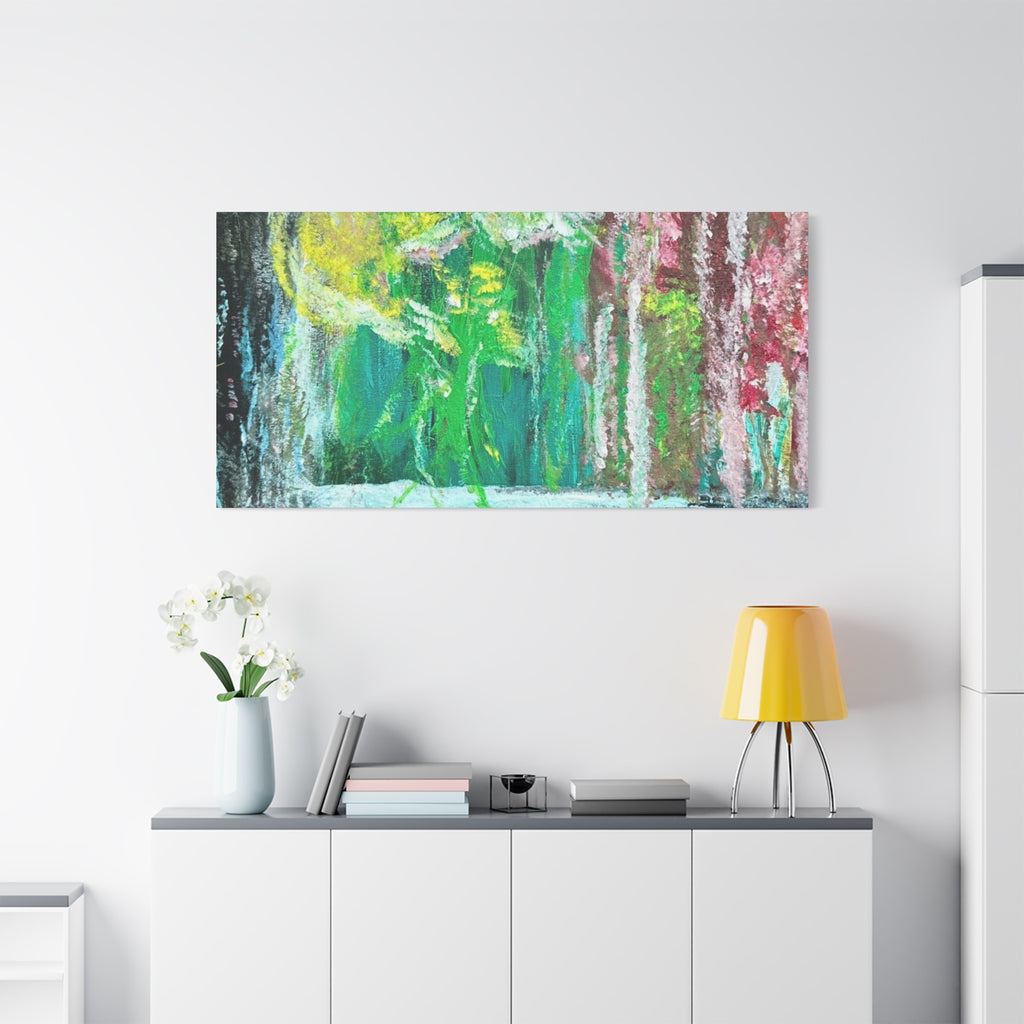 Abstract Green & Pink Canvas Wall Art | Higher Than the Ceiling