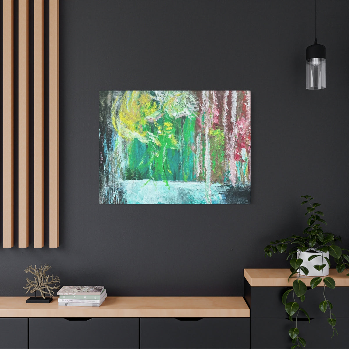 Abstract Green & Pink Canvas Wall Art | Higher Than the Ceiling
