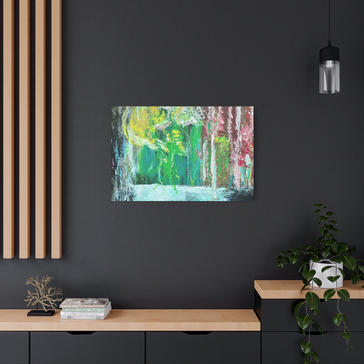 Abstract Green & Pink Canvas Wall Art | Higher Than the Ceiling
