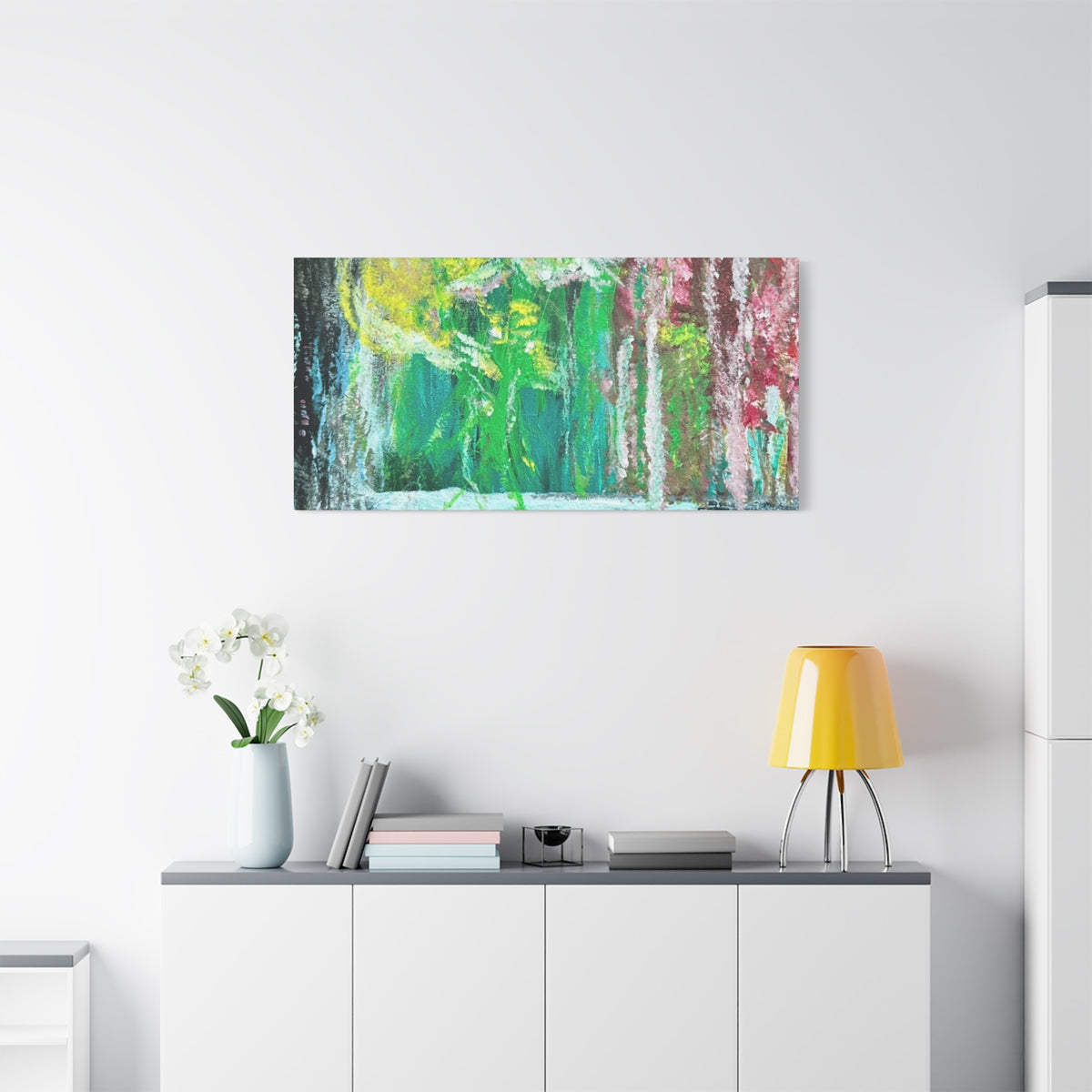 Abstract Green & Pink Canvas Wall Art | Higher Than the Ceiling