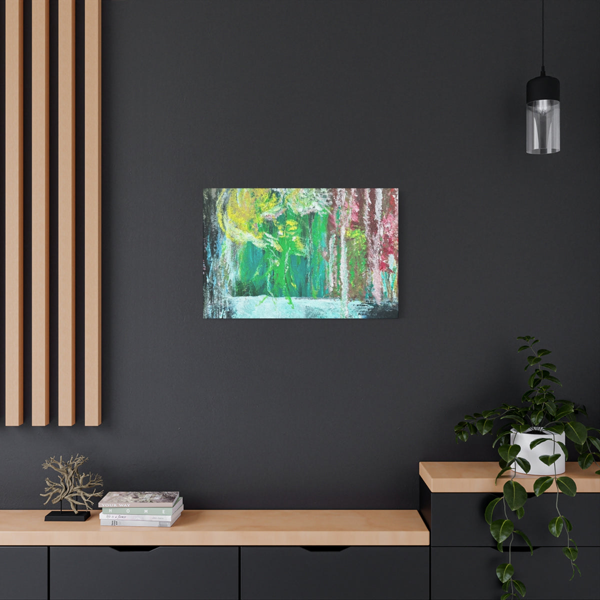 Abstract Green & Pink Canvas Wall Art | Higher Than the Ceiling