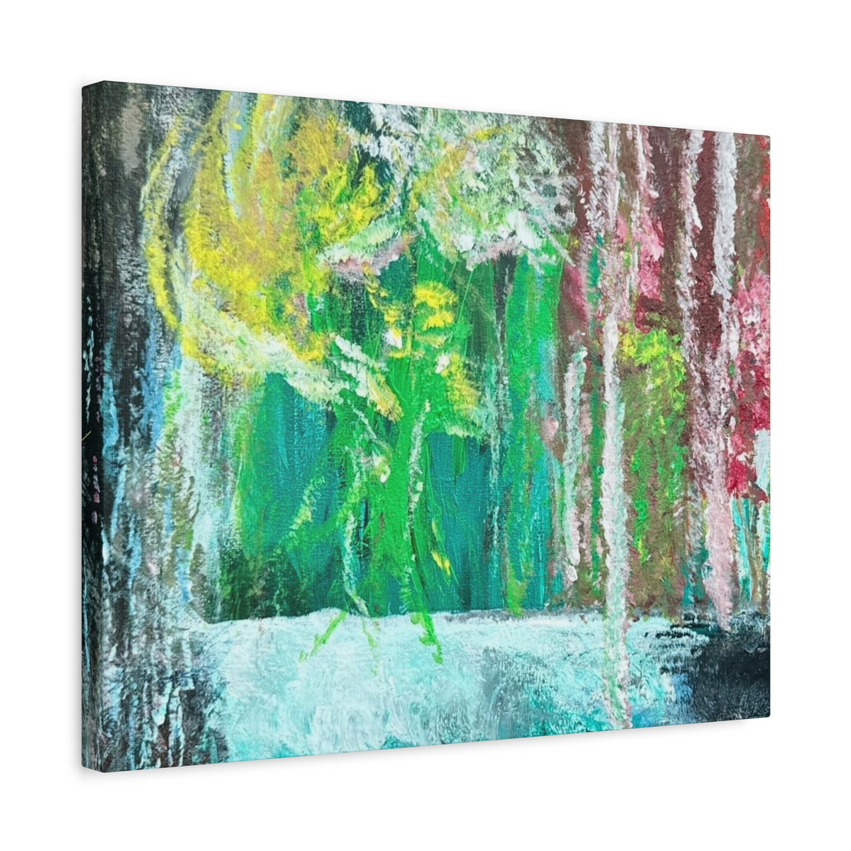 Abstract Green & Pink Canvas Wall Art | Higher Than the Ceiling