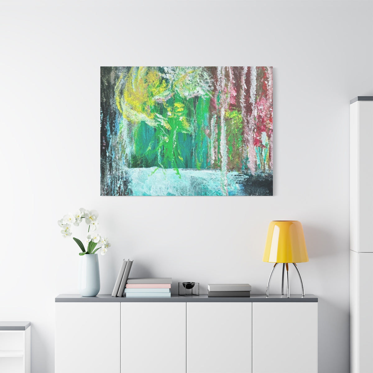 Abstract Green & Pink Canvas Wall Art | Higher Than the Ceiling