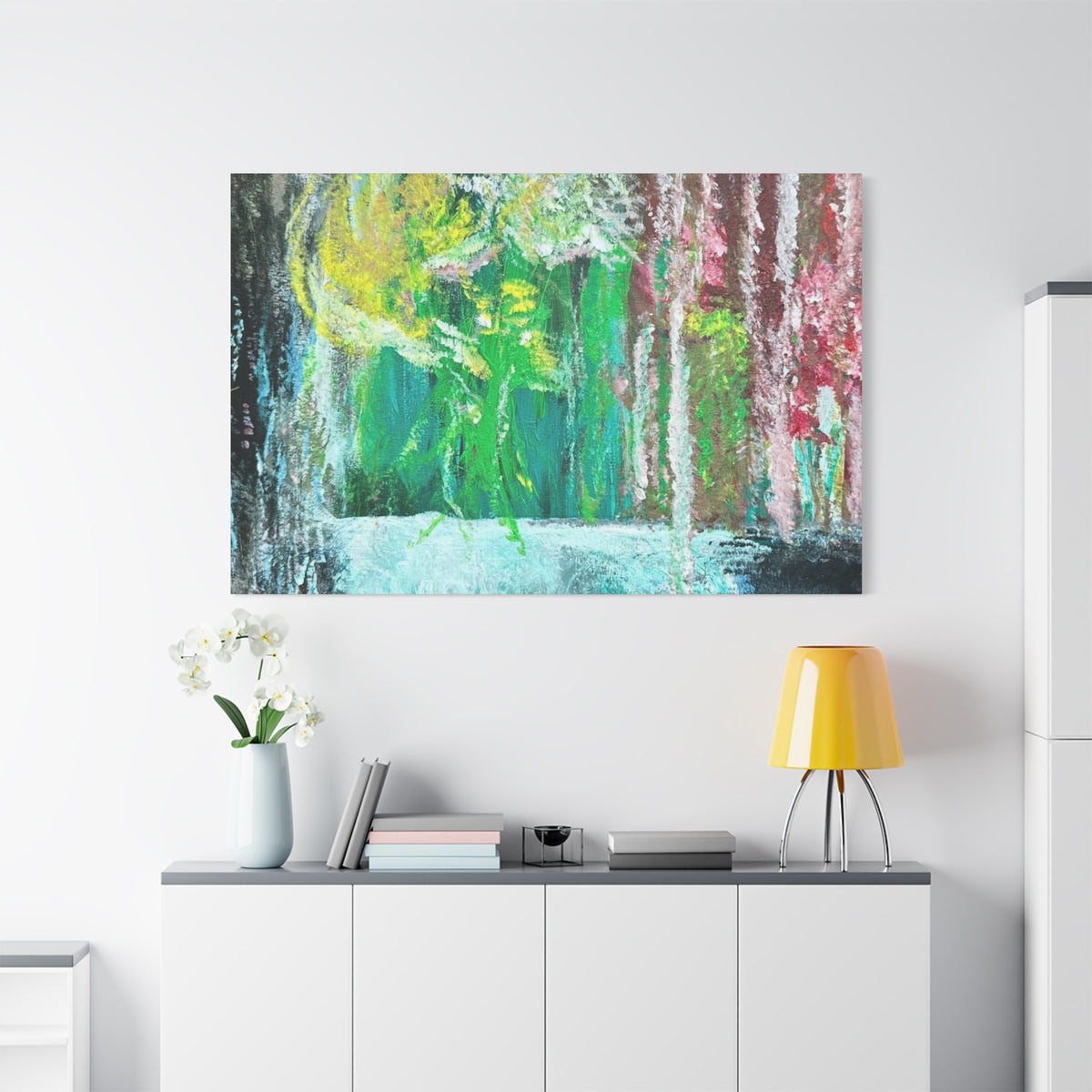 Abstract Green & Pink Canvas Wall Art | Higher Than the Ceiling