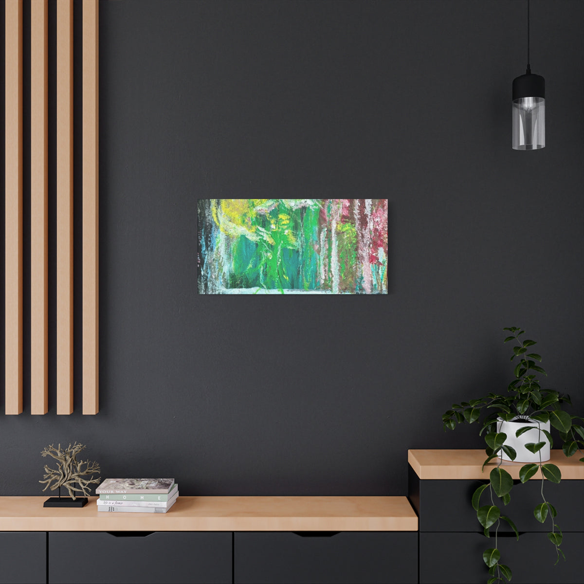 Abstract Green & Pink Canvas Wall Art | Higher Than the Ceiling