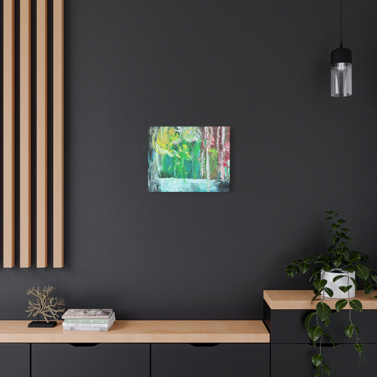 Abstract Green & Pink Canvas Wall Art | Higher Than the Ceiling
