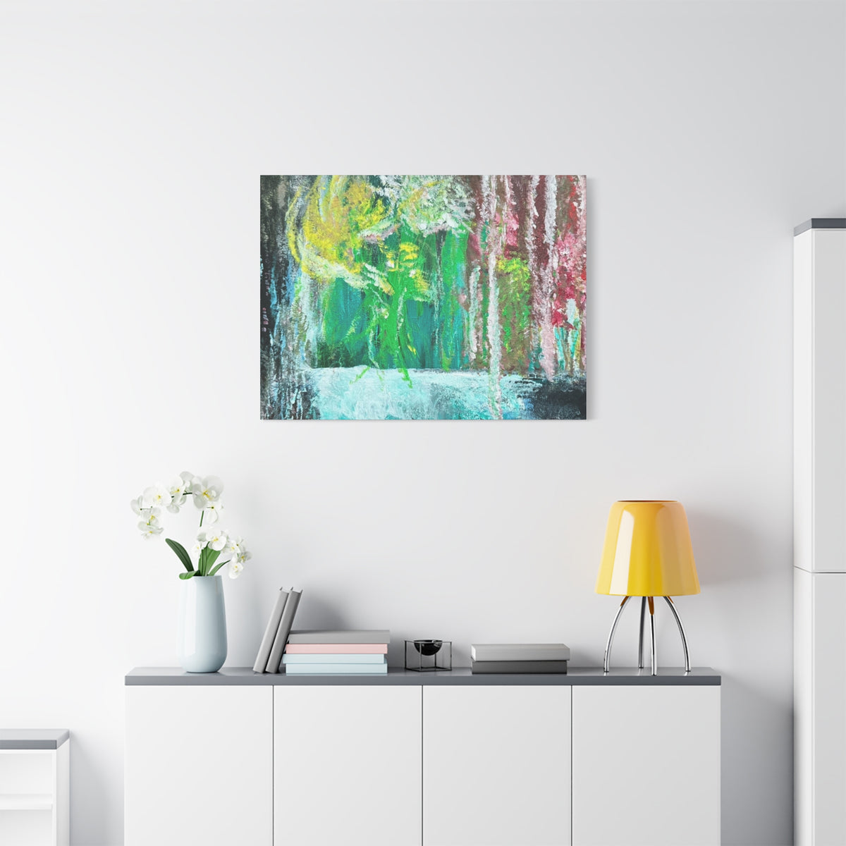 Abstract Green & Pink Canvas Wall Art | Higher Than the Ceiling