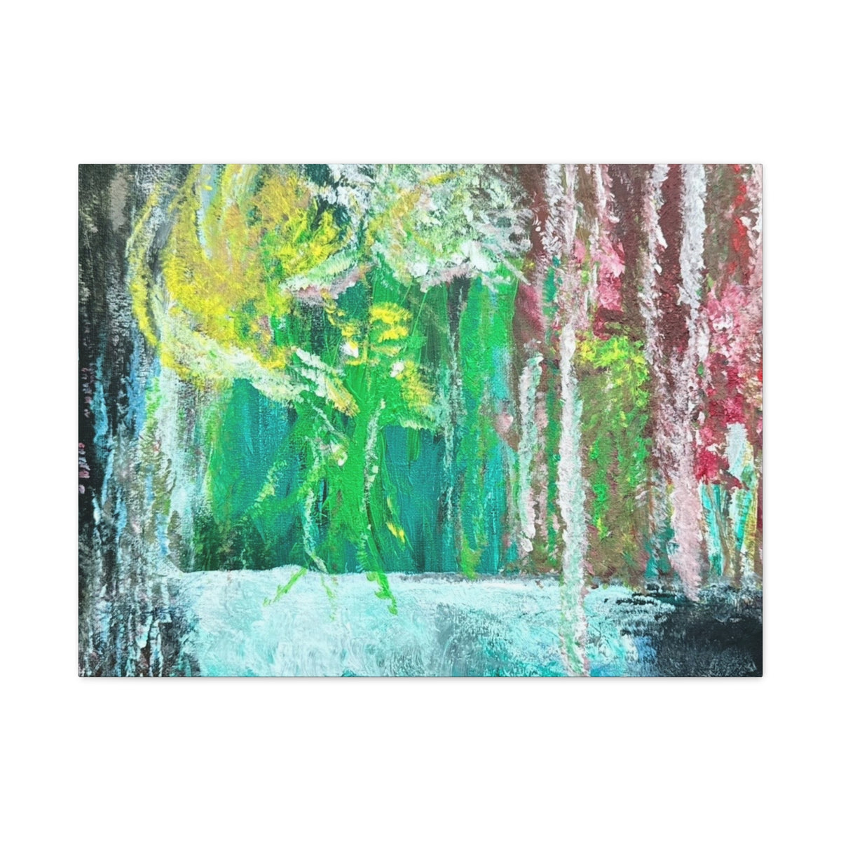 Abstract Green & Pink Canvas Wall Art | Higher Than the Ceiling