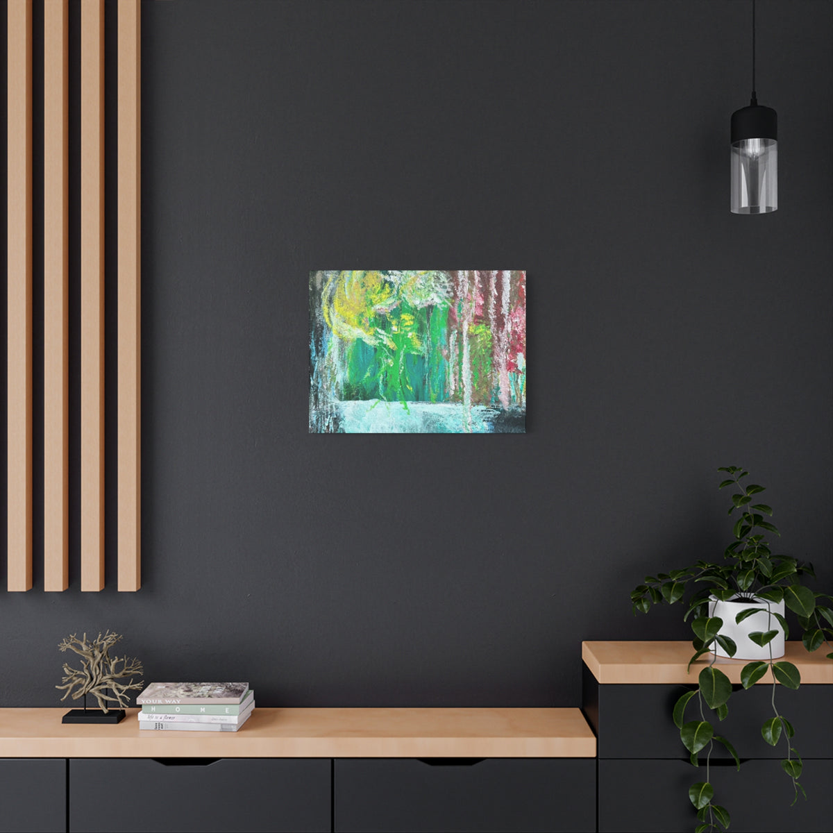 Abstract Green & Pink Canvas Wall Art | Higher Than the Ceiling