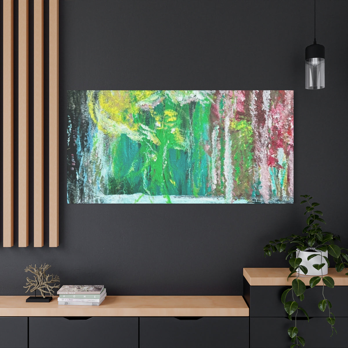 Abstract Green & Pink Canvas Wall Art | Higher Than the Ceiling