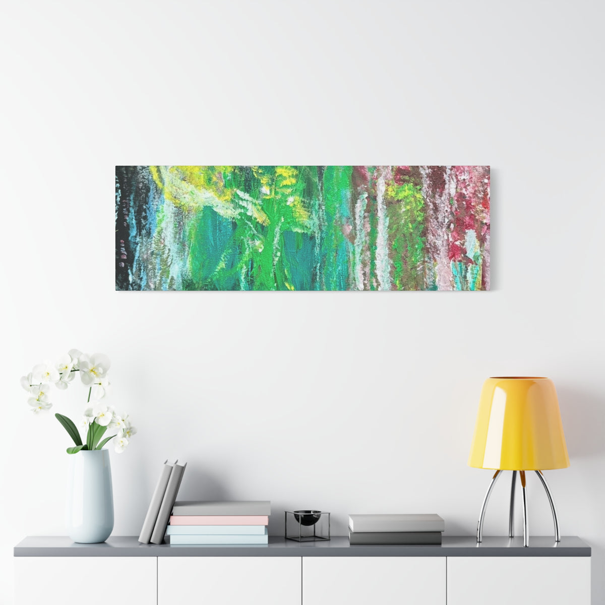 Abstract Green & Pink Canvas Wall Art | Higher Than the Ceiling