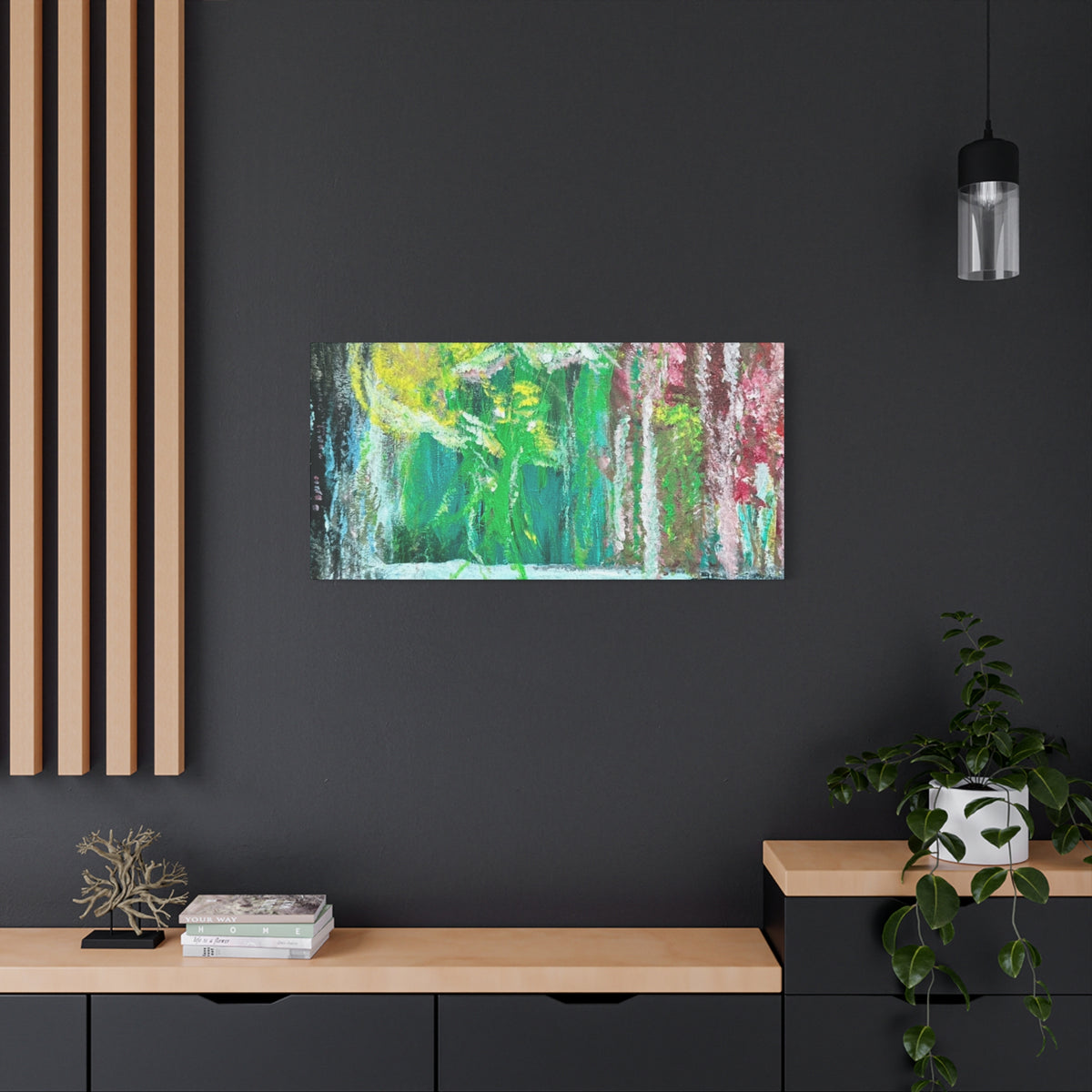 Abstract Green & Pink Canvas Wall Art | Higher Than the Ceiling