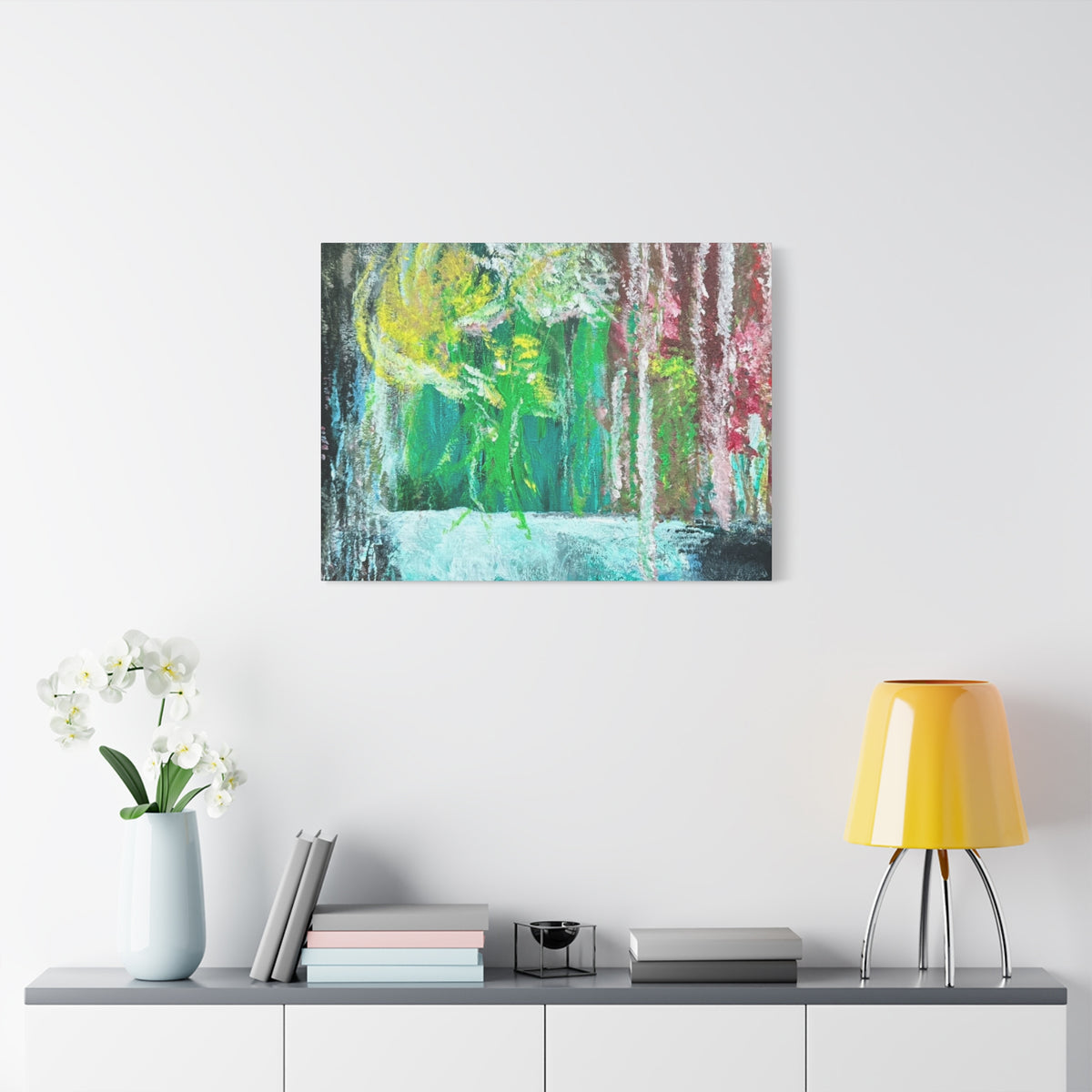 Abstract Green & Pink Canvas Wall Art | Higher Than the Ceiling