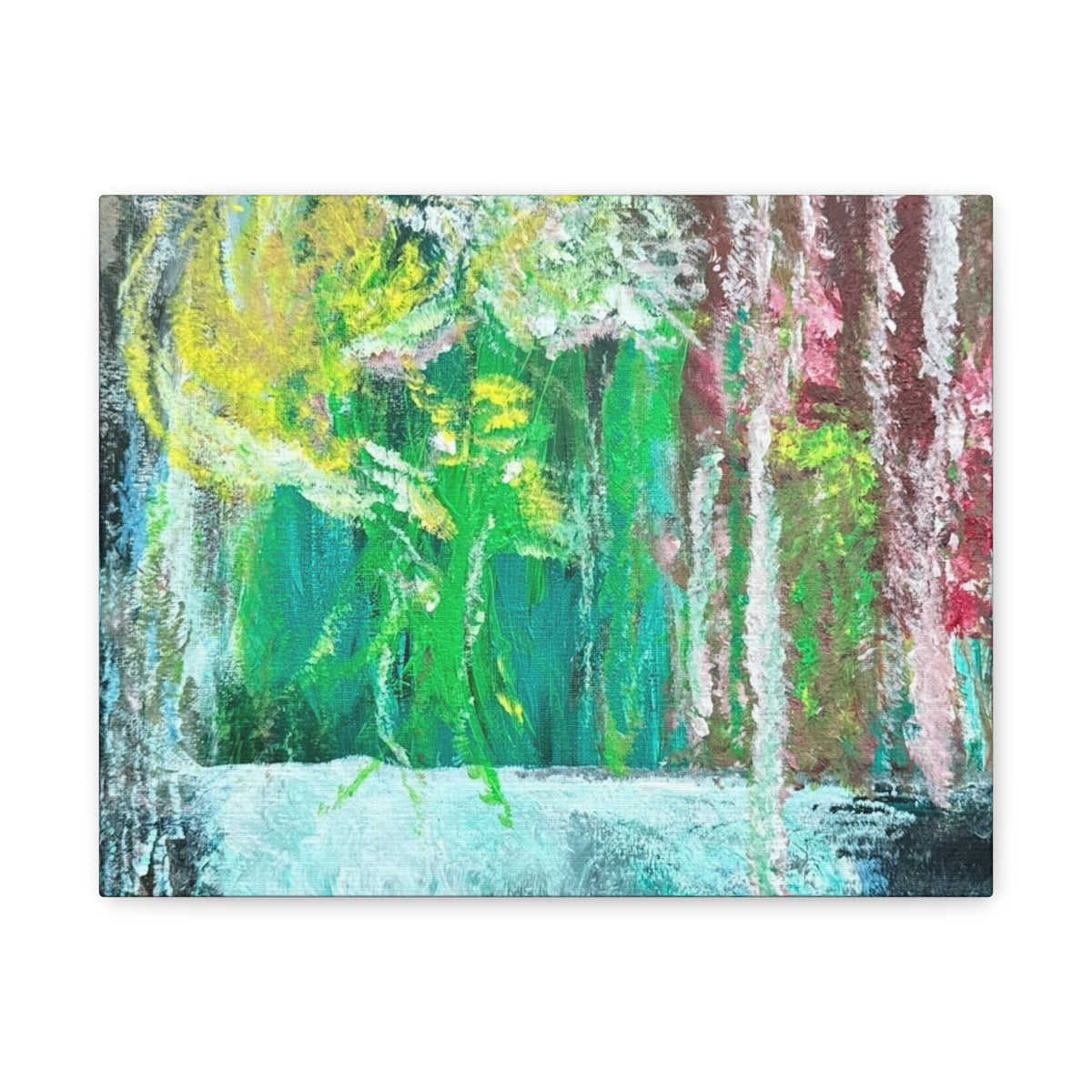 Abstract Green & Pink Canvas Wall Art | Higher Than the Ceiling