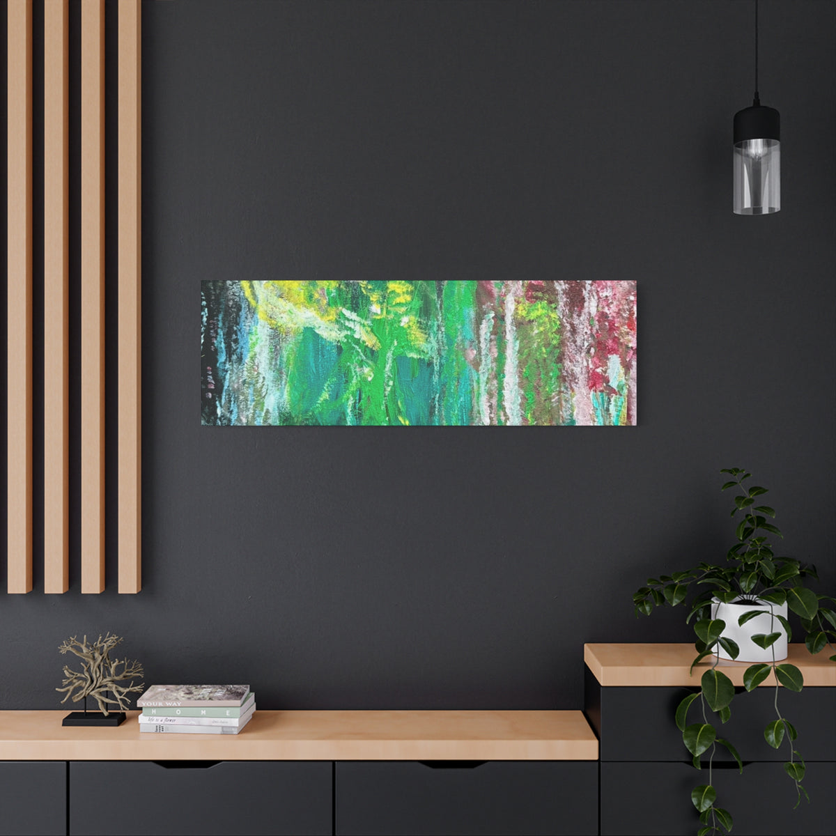 Abstract Green & Pink Canvas Wall Art | Higher Than the Ceiling