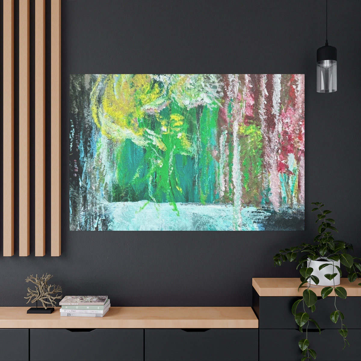 Abstract Green & Pink Canvas Wall Art | Higher Than the Ceiling