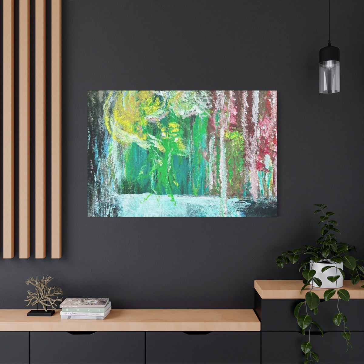 Abstract Green & Pink Canvas Wall Art | Higher Than the Ceiling