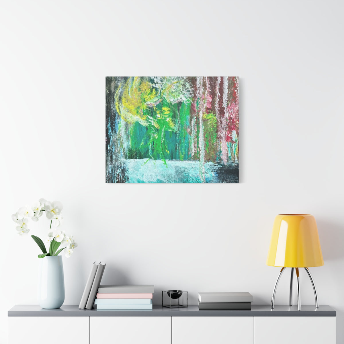 Abstract Green & Pink Canvas Wall Art | Higher Than the Ceiling