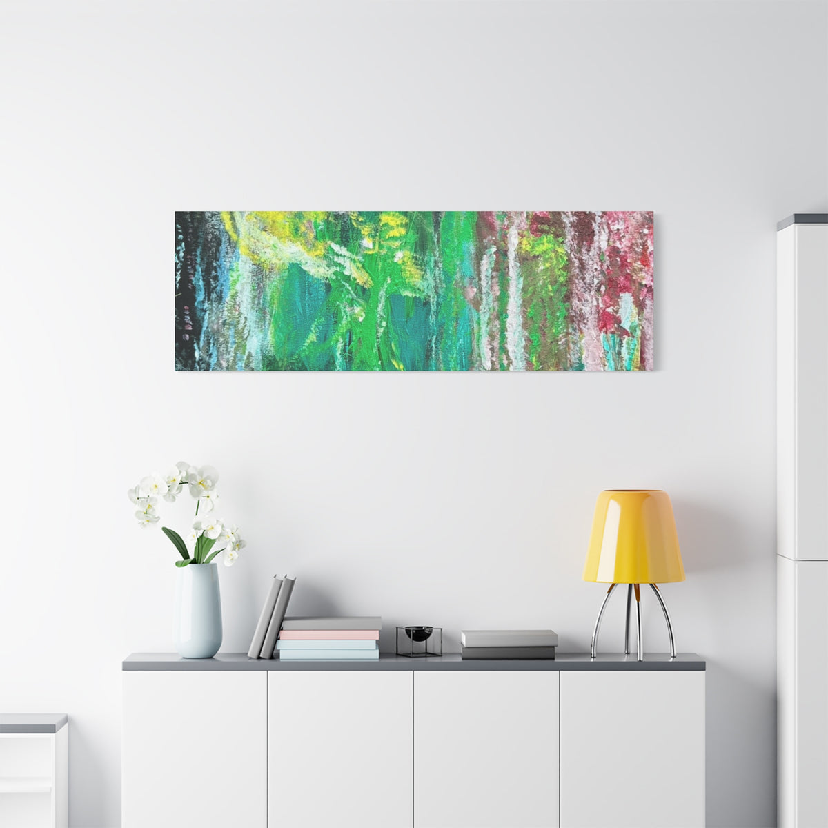 Abstract Green & Pink Canvas Wall Art | Higher Than the Ceiling